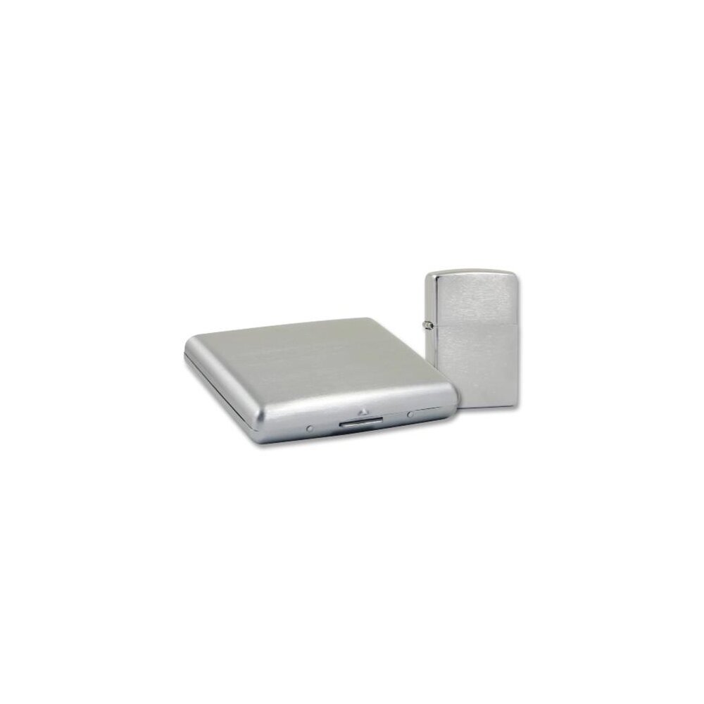 Zippo Set chrom mit Zigarettenetui