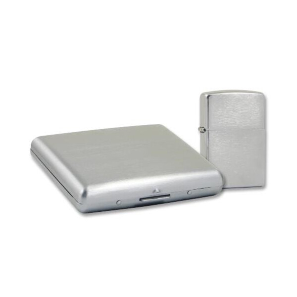 Zippo Set chrom mit Zigarettenetui