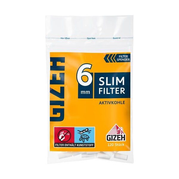 GIZEH Slim Filter Aktivkohle 6mm 120er