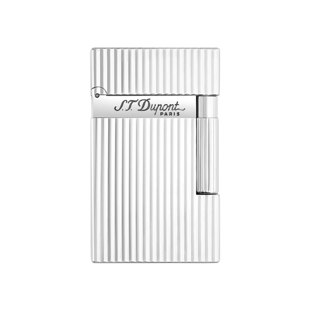 St.Dupont Feuerzeug Ligne2 versilbert längsgestreift