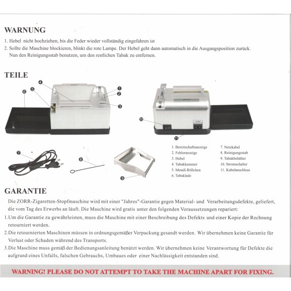 Zorr Powermatic II Plus Elektrische Stopfmaschine silber