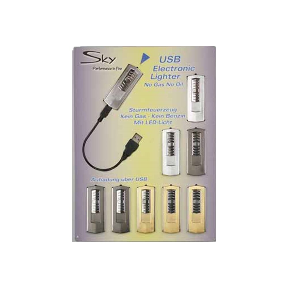 SKY Feuerzeug USB Anzünder eckig