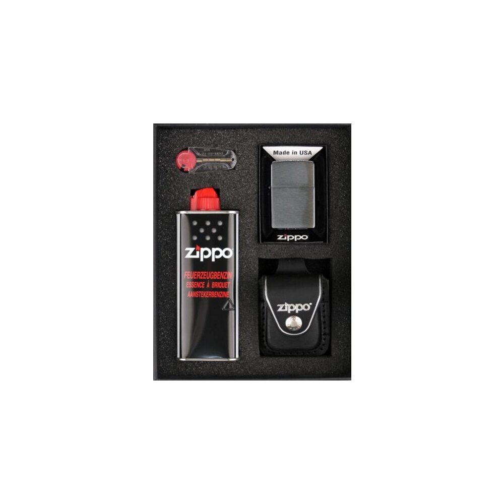 Zippo Geschenkset schwarz/Clip