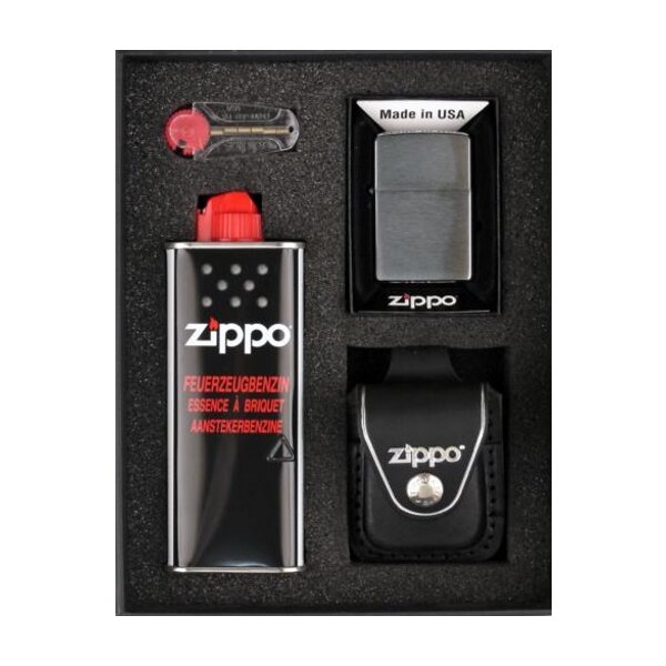 Zippo Geschenkset schwarz/Clip