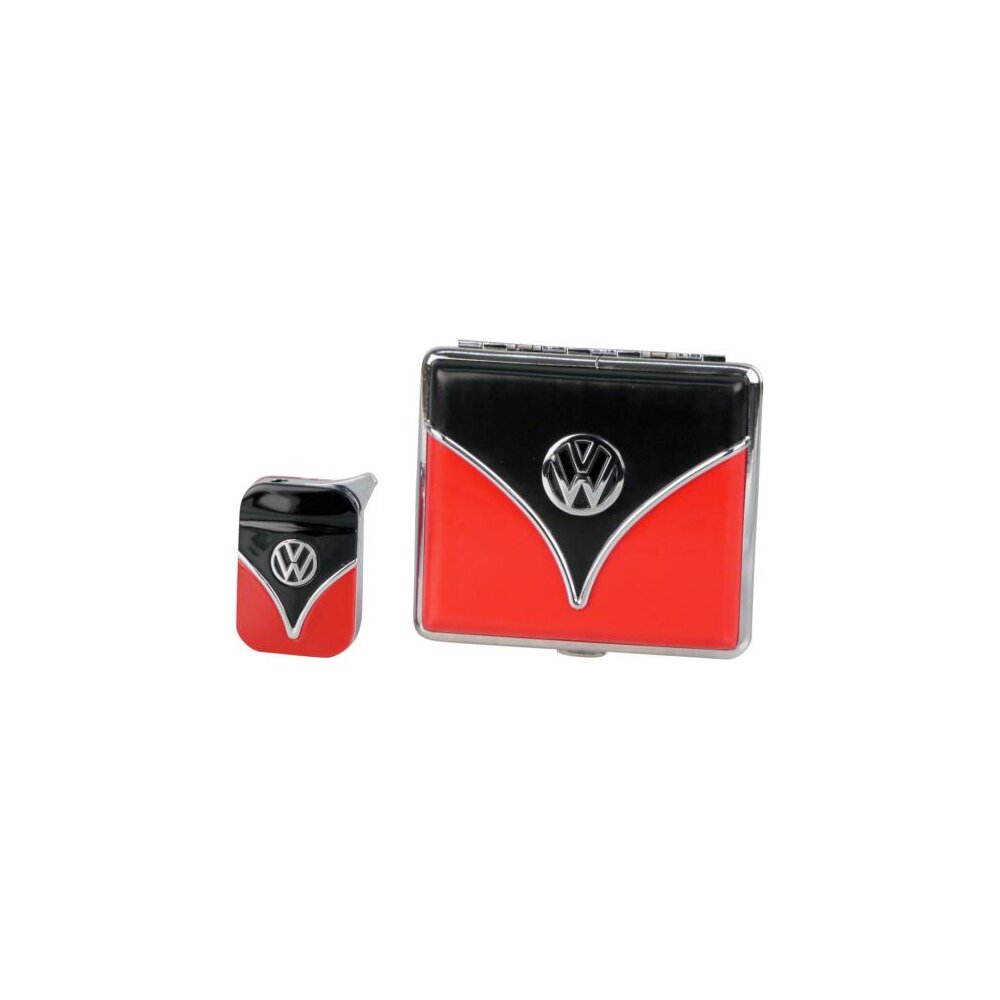 VW Set Feuerzeug und Etui rot