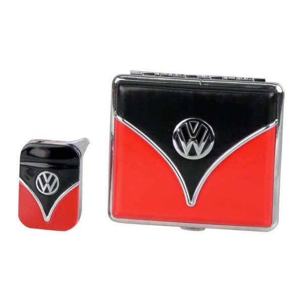 VW Set Feuerzeug und Etui rot