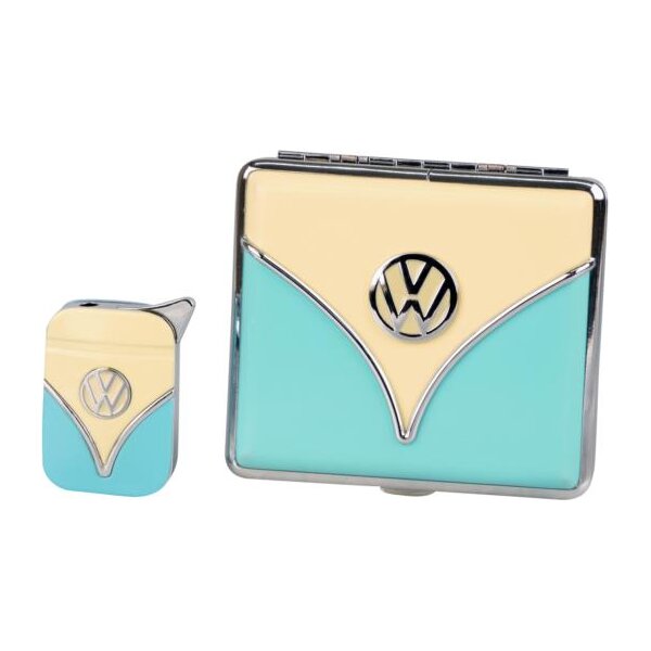 VW Set Feuerzeug und Etui türkis