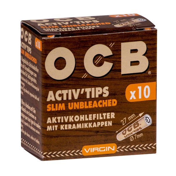 OCB Activ Tips Slim Unbleached 7mm 10er