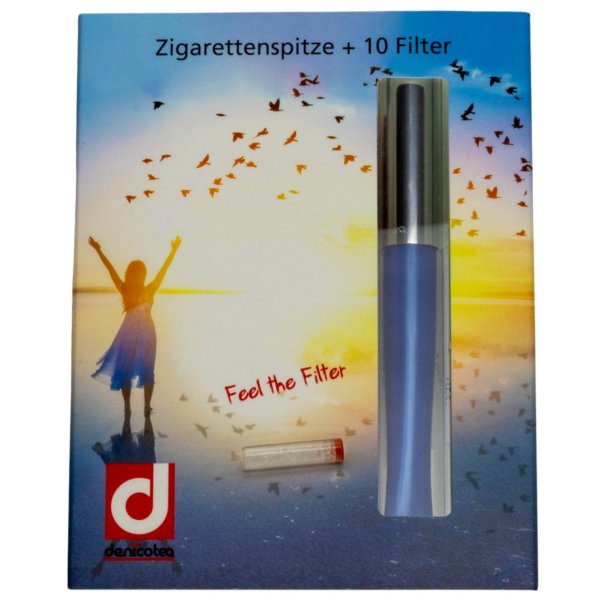 Denicotea Zigarettenspitze Automatic perldunkelblau plus 10 Filter