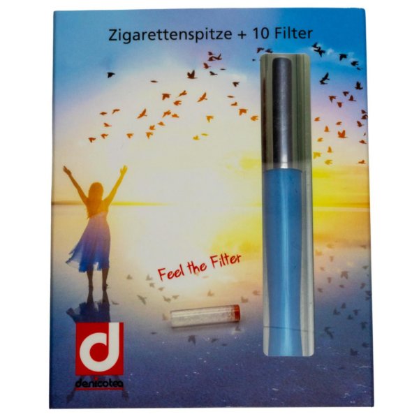 Denicotea Zigarettenspitze Automatic perlblau plus 10 Filter