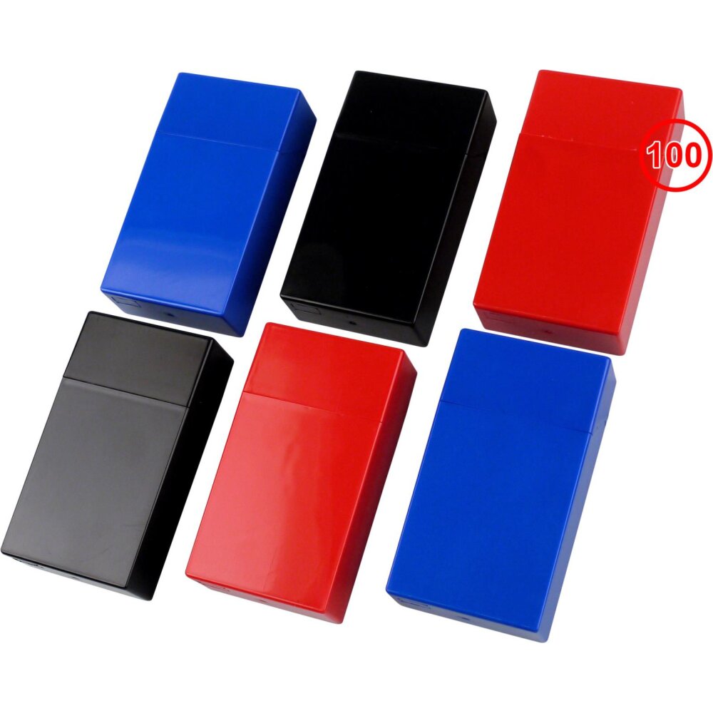 Zigarettenbox Kunststoff PopUp 100mm blau