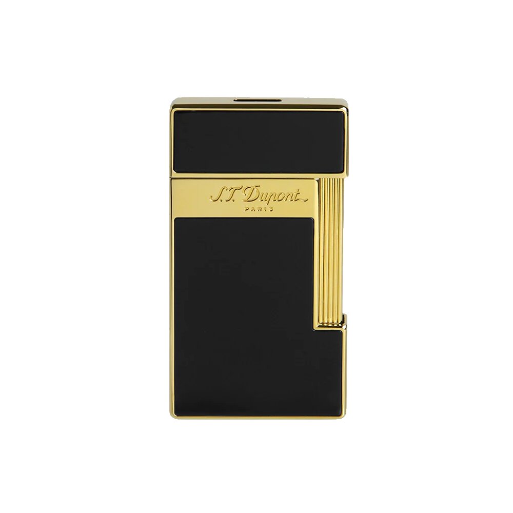 St.Dupont Feuerzeug Slimmy Schwarzlack Gold 028002