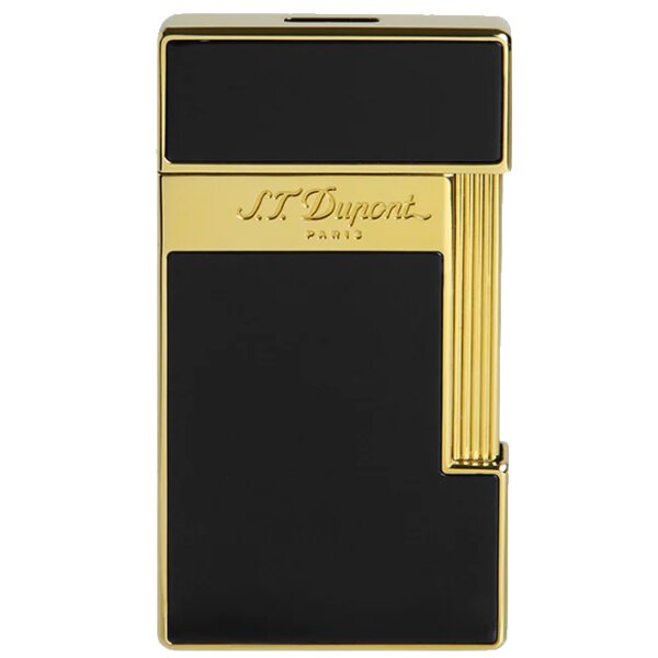 St.Dupont Feuerzeug Slimmy Schwarzlack Gold 028002