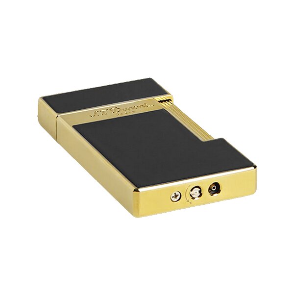 St.Dupont Feuerzeug Slimmy Schwarzlack Gold 028002