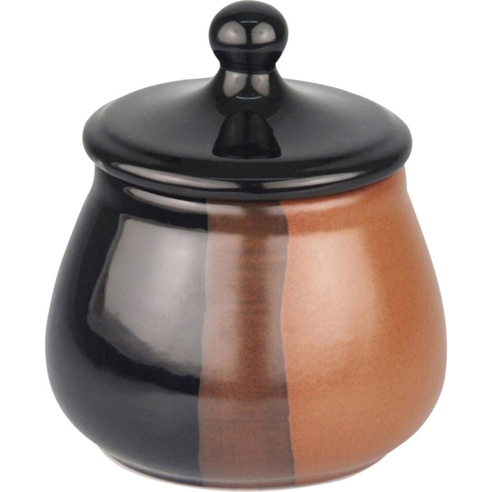 Tabaktopf Keramik schwarz/braun