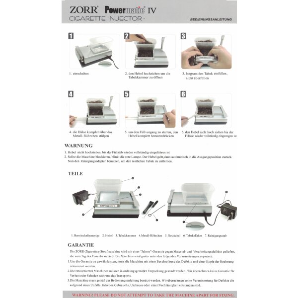 B-Ware ZORR Powermatic IV+ Elektrische Stopfmaschine silber
