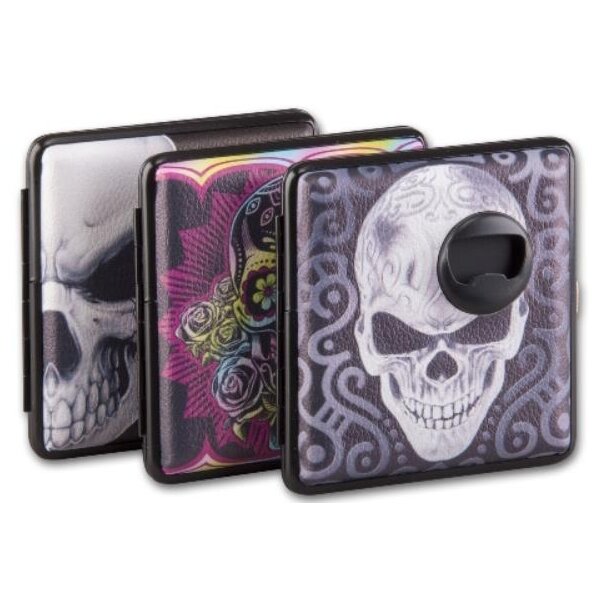 CHAMP Zigarettenetui Skull 20er mit Flaschenöffner