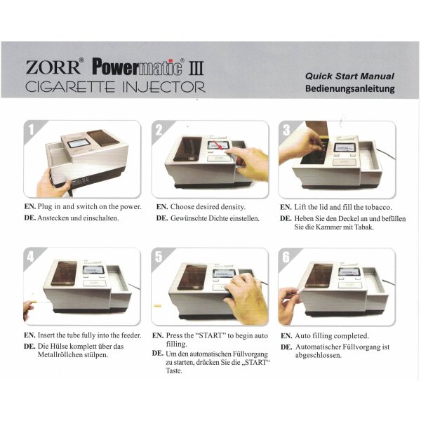 ZORR Powermatic III plus Elektrische Stopfmaschine Silber Starter Set